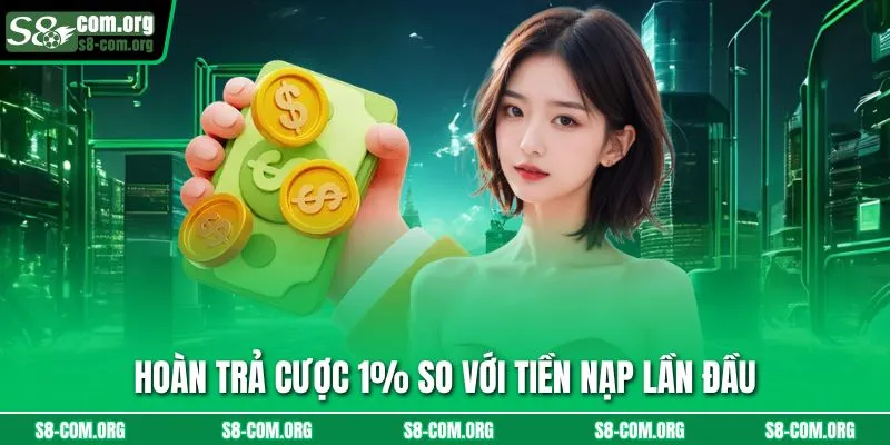 Hoàn trả cược 1% so với tiền nạp lần đầu